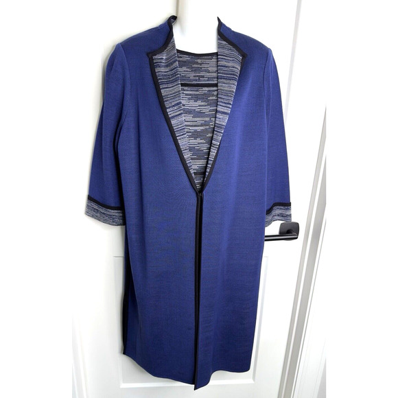 MISOOK 2-Piece Dress +‎ Long Jacket Set Outfit Separates Blue Black sz M - Picture 8 of 10
